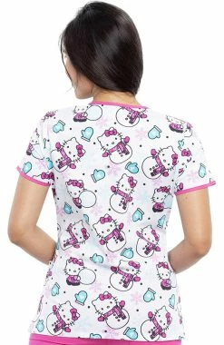 Alternative view of Cherokee Clearance Women's Winter Hello Kitty Print Scrub Top