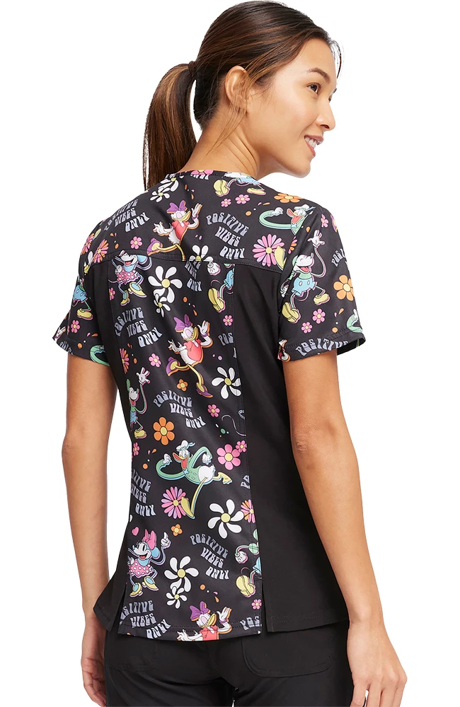 Cherokee Women's Positive Vibes Print Scrub Top 4 Cherokee Women's Positive Vibes Print Scrub Top - Image 2