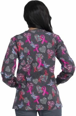 Alternative view of Dickies Clearance Women's Snap Front Speck-Tacular Love Print Scrub Jacket