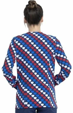 Alternative view of Dickies Clearance Women's Snap Front Americana Hearts Print Scrub Jacket