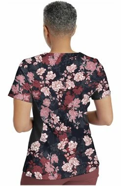 Alternative view of Healing Hands Clearance Women's Jessi Y-Neck Autumn Florals Print Scrub Top