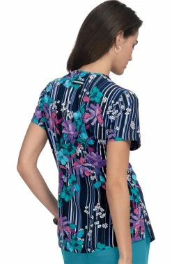 Koi Clearance Women's Early Energy Striped Floral Print Scrub Top -Havaianas Shop 2 ko 1029pr printclearance 650 1