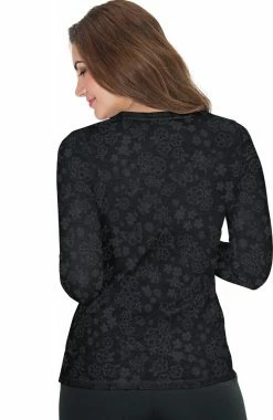 Alternative view of Koi Women's Presley Flower Shower Burnout Black Print Underscrub T-Shirt