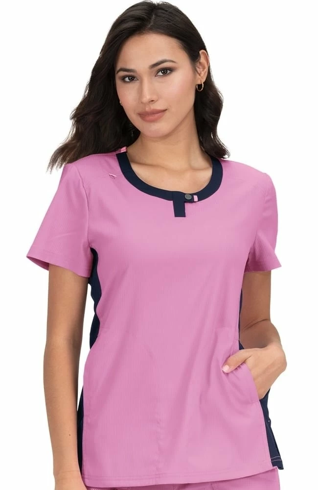 Koi Clearance Women's Lotus Colorblock Jewel Neck Solid Scrub Top 4 Koi Clearance Women's Lotus Colorblock Jewel Neck Solid Scrub Top - Image 2