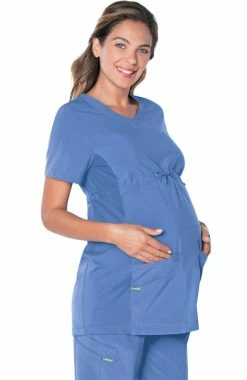 Alternative view of Landau Women's Maternity V-Neck Empire Waist Tunic Solid Scrub Top