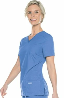 Landau Urbane Essentials Women's Tailored Solid Scrub Top -Havaianas Shop 2 ln 8111 650