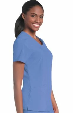 Alternative view of Urbane Women's Motivate V-Neck Solid Scrub Top With Tonal Stitching