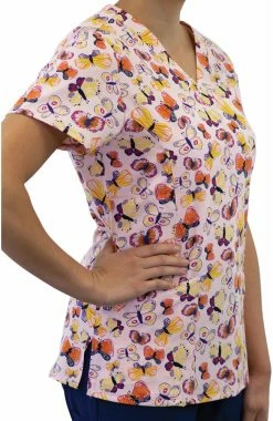 Alternative view of Maevn Uniforms Women's Candy Of Butterfly Print Scrub Top