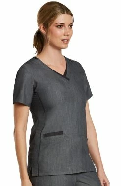 Alternative view of Maevn Uniforms Women's Contrast Double V-Neck Solid Scrub Top