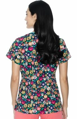Alternative view of Med Couture Women's Vicky Daisy Fields Print Scrub Top