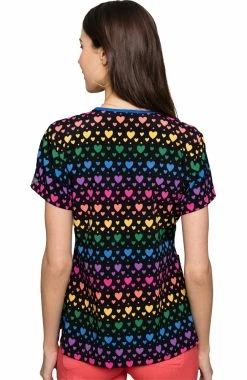 Alternative view of Med Couture Women's Vicky Rainbow Heart Print Scrub Top