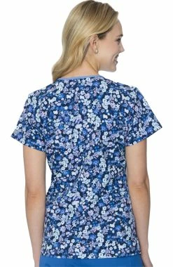 Alternative view of Med Couture Women's Vicky Lilac Floral Print Scrub Top