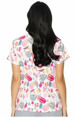 Alternative view of Med Couture Women's Vicky Sloth Party Print Scrub Top