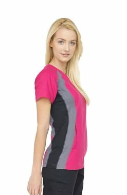 Alternative view of White Cross Clearance Women's V-Neck Side Panel Solid Scrub Top