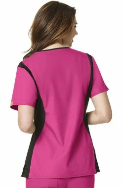 Alternative view of WonderWink Clearance Women's Lima Knit Panel Solid Scrub Top