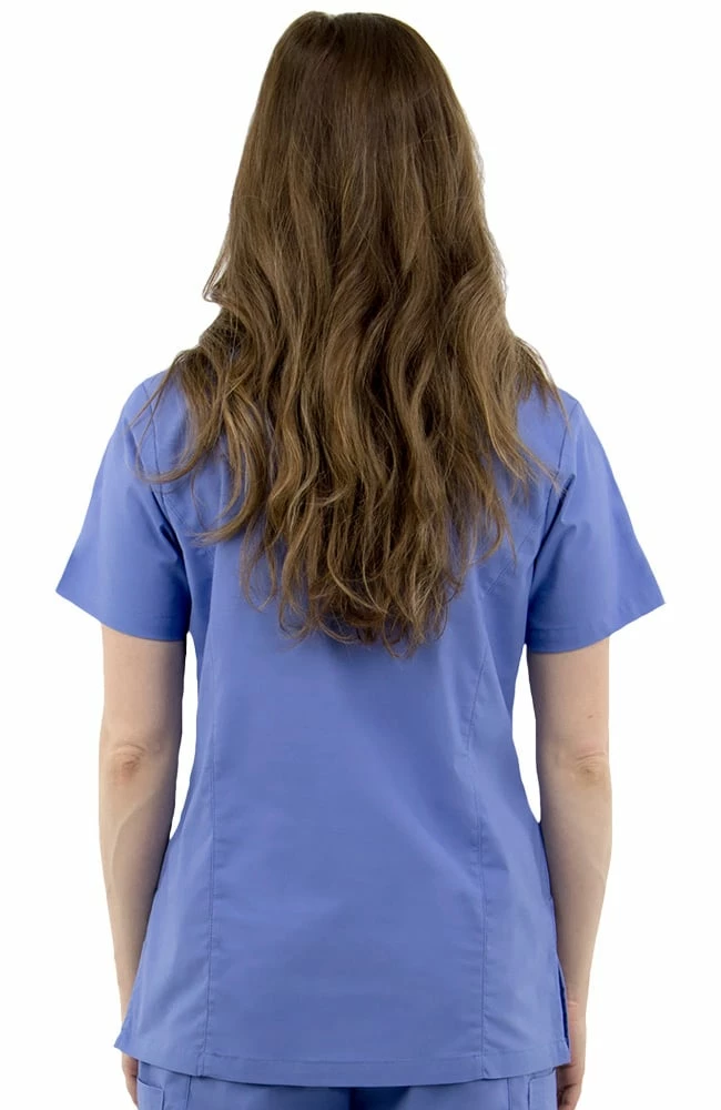 AllHeart Clearance Women's Mock Wrap Solid Scrub Top & Elastic Waist Cargo Scrub Pant Set 5 AllHeart Clearance Women's Mock Wrap Solid Scrub Top & Elastic Waist Cargo Scrub Pant Set - Image 3