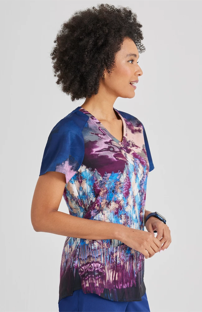 Grey's Anatomy Clearance Women's Midnight Wonders Print Scrub Top 5 Grey's Anatomy Clearance Women's Midnight Wonders Print Scrub Top - Image 3