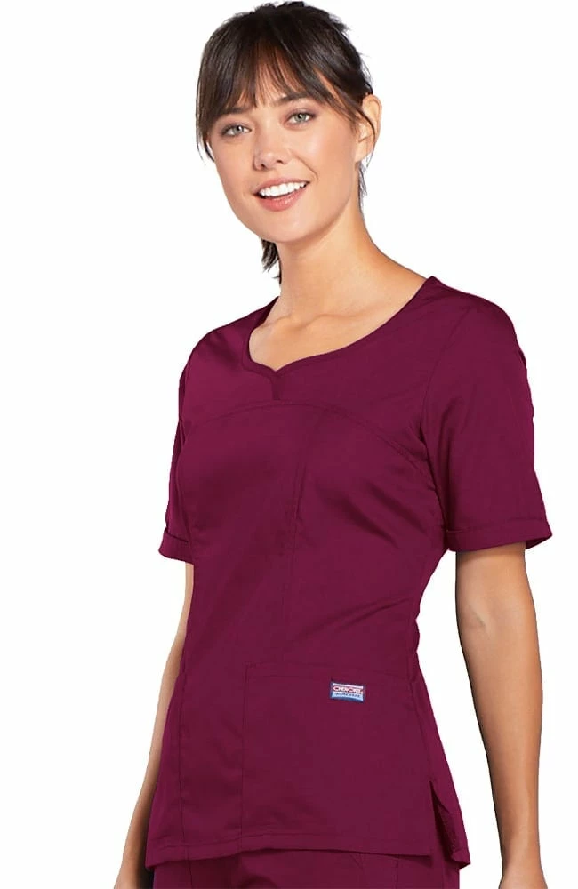 Cherokee Workwear Clearance Women's Novelty V-Neck Solid Scrub Top 5 Cherokee Workwear Clearance Women's Novelty V-Neck Solid Scrub Top - Image 3