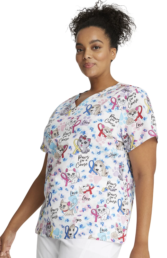 Cherokee Clearance Women's Paws For A Cause Print Scrub Top 5 Cherokee Clearance Women's Paws For A Cause Print Scrub Top - Image 3