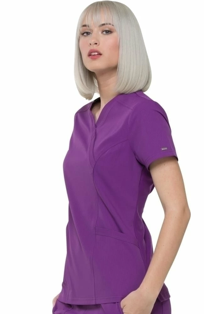 ELLE Clearance Women's Mock Wrap Solid Scrub Top 5 ELLE Clearance Women's Mock Wrap Solid Scrub Top - Image 3