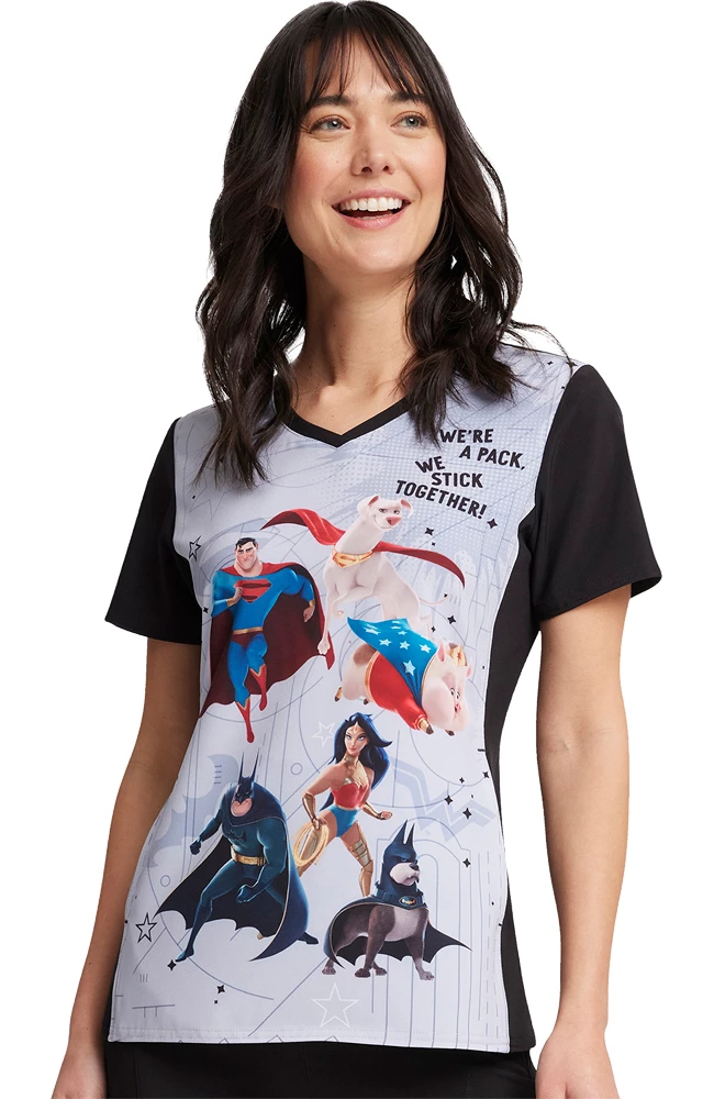 Cherokee Women's Super-Pets Print Scrub Top 5 Cherokee Women's Super-Pets Print Scrub Top - Image 3