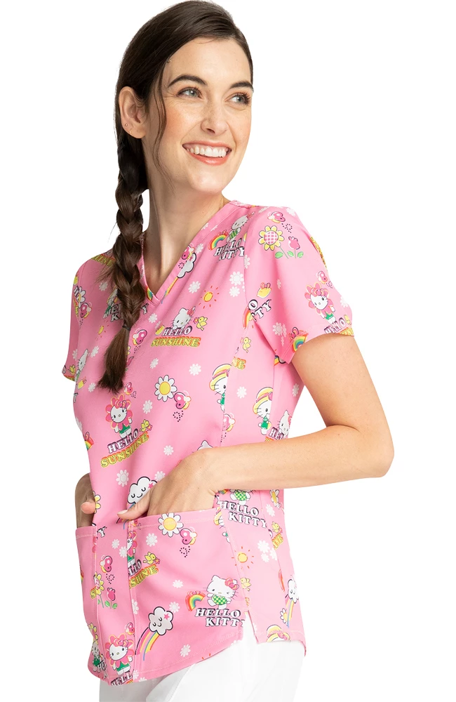 Cherokee Clearance Women's Hello Kitty Sunshine Print Scrub Top 5 Cherokee Clearance Women's Hello Kitty Sunshine Print Scrub Top - Image 3