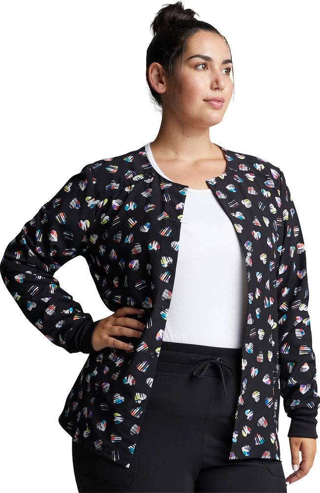 Dickies Clearance Women's Love U Dots Print Scrub Jacket 5 Dickies Clearance Women's Love U Dots Print Scrub Jacket - Image 3