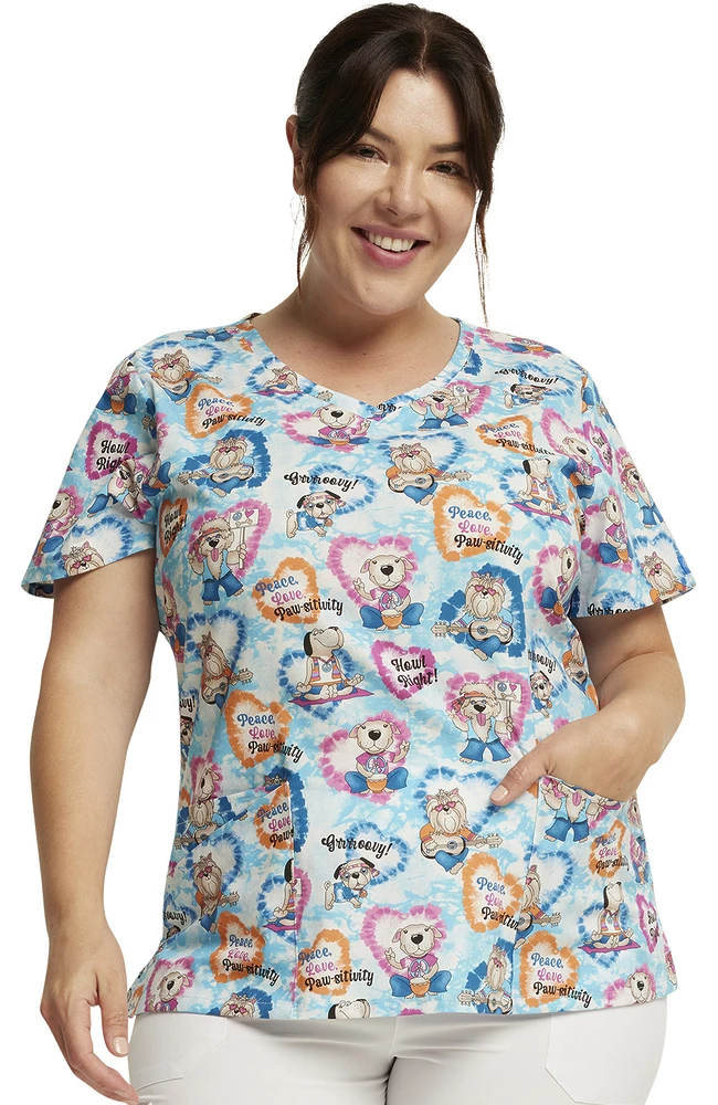 Dickies Women's Hippie Hounds Print Scrub Top 5 Dickies Women's Hippie Hounds Print Scrub Top - Image 3