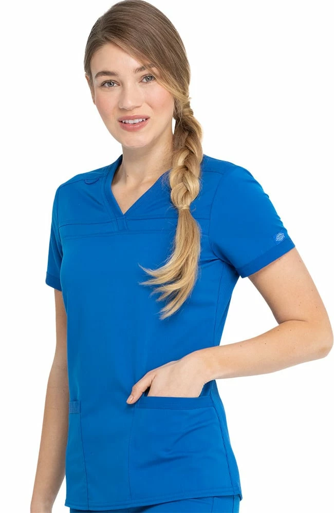 Dickies Women's V-Neck Rib Knit Panel Solid Scrub Top 5 Dickies Women's V-Neck Rib Knit Panel Solid Scrub Top - Image 3