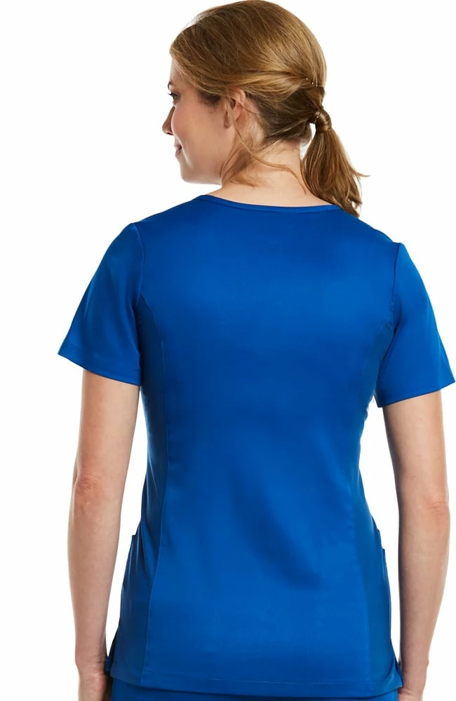 Maevn Uniforms Women's Mock Wrap Knit Panel Solid Scrub Top 5 Maevn Uniforms Women's Mock Wrap Knit Panel Solid Scrub Top - Image 3