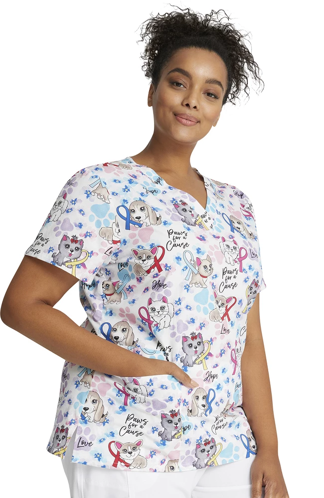 Cherokee Clearance Women's Paws For A Cause Print Scrub Top 6 Cherokee Clearance Women's Paws For A Cause Print Scrub Top - Image 4