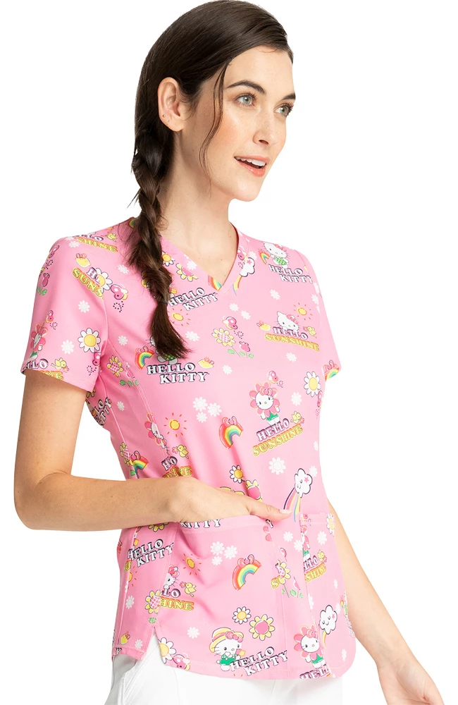Cherokee Clearance Women's Hello Kitty Sunshine Print Scrub Top 6 Cherokee Clearance Women's Hello Kitty Sunshine Print Scrub Top - Image 4