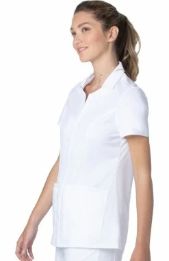 Landau Women's Collared Zip Front Solid Scrub Top -Havaianas Shop 4 ln 4173prv 650