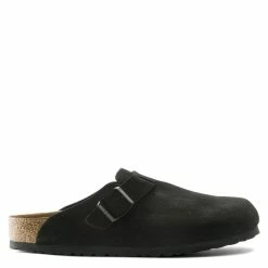 Birkenstock Boston Softbed Suede Leather In Black