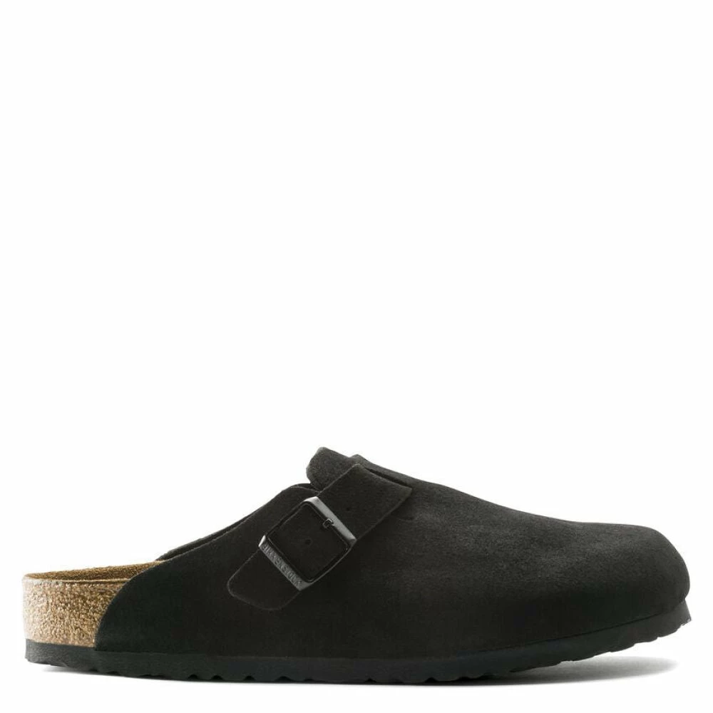 Birkenstock Boston Softbed Suede Leather In Black 3 Birkenstock Boston Softbed Suede Leather In Black
