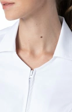 Landau Women's Collared Zip Front Solid Scrub Top -Havaianas Shop 6 ln 4173prv 650