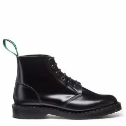 Solovair 6 Eye Astronaut Boot In Black Hi-Shine